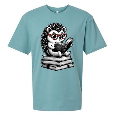 Cute Hedgehog Book Nerd Funny Readers Sueded Cloud Jersey T-Shirt