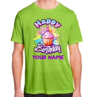 Cute Happy Birthday Graffiti Cupcake Personalized Custom Name Adult ChromaSoft Performance T-Shirt