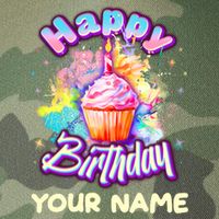 Cute Happy Birthday Graffiti Cupcake Personalized Custom Name Legacy Tie Dye Trucker Hat