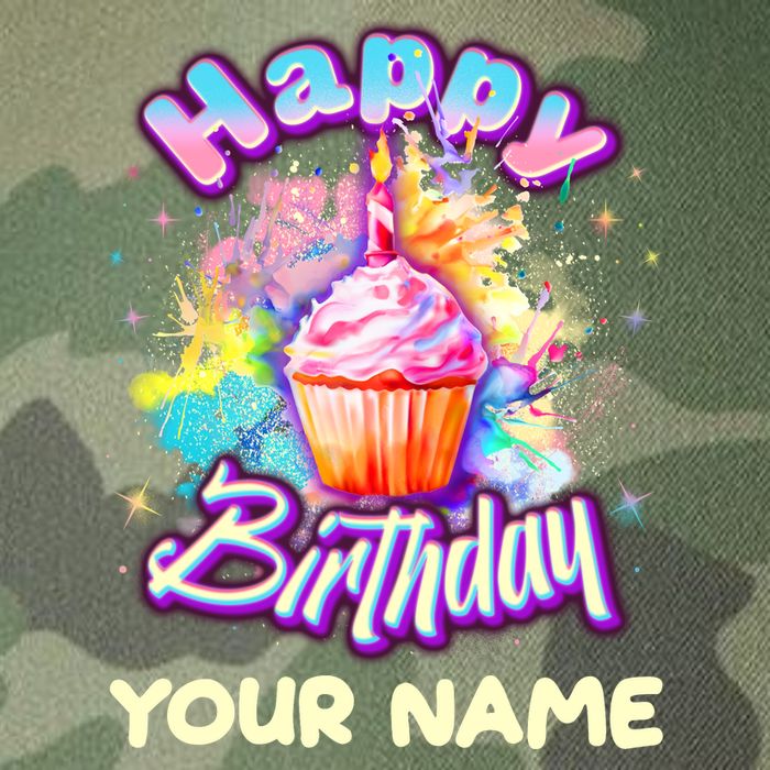 Cute Happy Birthday Graffiti Cupcake Personalized Custom Name Legacy Tie Dye Trucker Hat