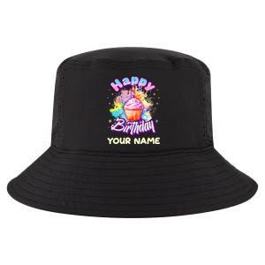 Cute Happy Birthday Graffiti Cupcake Personalized Custom Name Cool Comfort Performance Bucket Hat