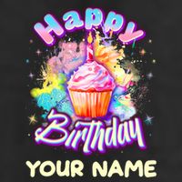 Cute Happy Birthday Graffiti Cupcake Personalized Custom Name Cool Comfort Performance Bucket Hat