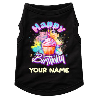 Cute Happy Birthday Graffiti Cupcake Personalized Custom Name Doggie Tank