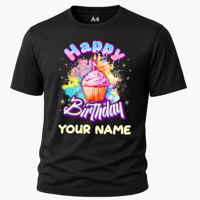 Cute Happy Birthday Graffiti Cupcake Personalized Custom Name Performance Shirt