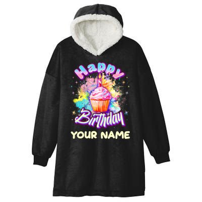 Cute Happy Birthday Graffiti Cupcake Personalized Custom Name Hooded Wearable Blanket