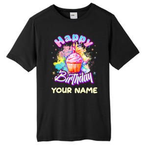 Cute Happy Birthday Graffiti Cupcake Personalized Custom Name Tall Fusion ChromaSoft Performance T-Shirt