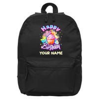 Cute Happy Birthday Graffiti Cupcake Personalized Custom Name 16 in Basic Backpack