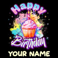 Cute Happy Birthday Graffiti Cupcake Personalized Custom Name 16 in Basic Backpack