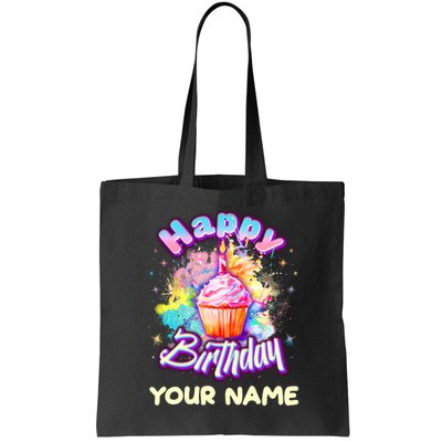 Cute Happy Birthday Graffiti Cupcake Personalized Custom Name Bag