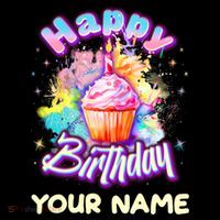 Cute Happy Birthday Graffiti Cupcake Personalized Custom Name Bag