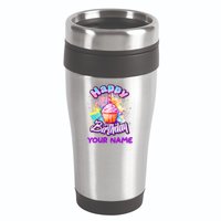 Cute Happy Birthday Graffiti Cupcake Personalized Custom Name 16oz Travel Tumbler