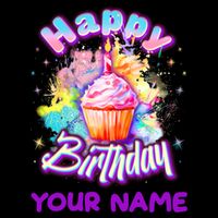Cute Happy Birthday Graffiti Cupcake Personalized Custom Name 16oz Travel Tumbler