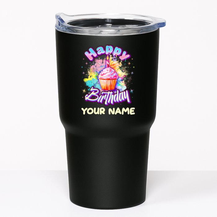 Cute Happy Birthday Graffiti Cupcake Personalized Custom Name Tumbler