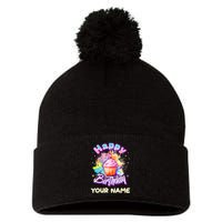Cute Happy Birthday Graffiti Cupcake Personalized Custom Name Pom Pom 12in Knit Beanie