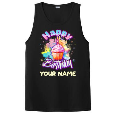 Cute Happy Birthday Graffiti Cupcake Personalized Custom Name PosiCharge Competitor Tank