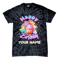 Cute Happy Birthday Graffiti Cupcake Personalized Custom Name Tie-Dye T-Shirt