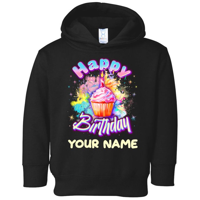 Cute Happy Birthday Graffiti Cupcake Personalized Custom Name Toddler Hoodie