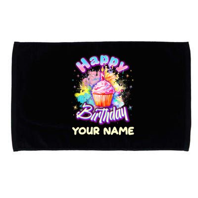 Cute Happy Birthday Graffiti Cupcake Personalized Custom Name Microfiber Hand Towel