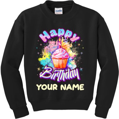 Cute Happy Birthday Graffiti Cupcake Personalized Custom Name Kids Sweatshirt