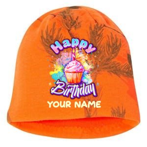 Cute Happy Birthday Graffiti Cupcake Personalized Custom Name Kati - Camo Knit Beanie