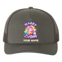 Cute Happy Birthday Graffiti Cupcake Personalized Custom Name Yupoong Adult 5-Panel Trucker Hat