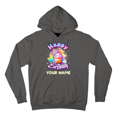 Cute Happy Birthday Graffiti Cupcake Personalized Custom Name Hoodie