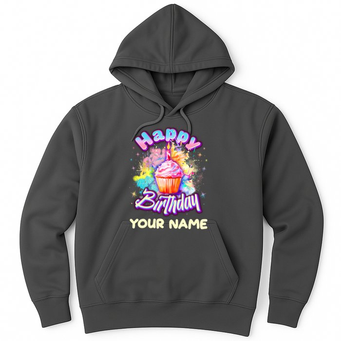 Cute Happy Birthday Graffiti Cupcake Personalized Custom Name Hoodie