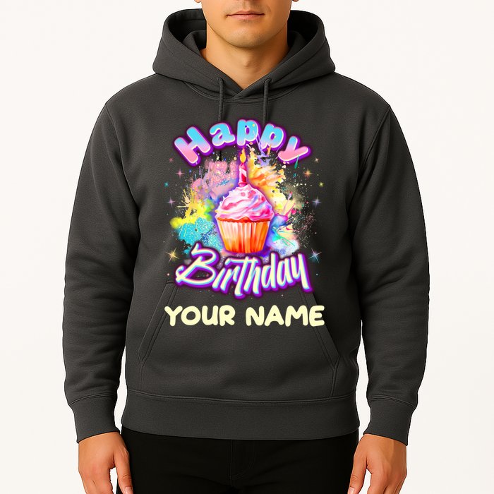 Cute Happy Birthday Graffiti Cupcake Personalized Custom Name Hoodie