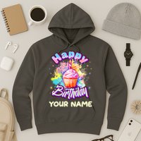 Cute Happy Birthday Graffiti Cupcake Personalized Custom Name Hoodie