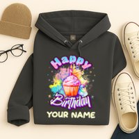 Cute Happy Birthday Graffiti Cupcake Personalized Custom Name Hoodie