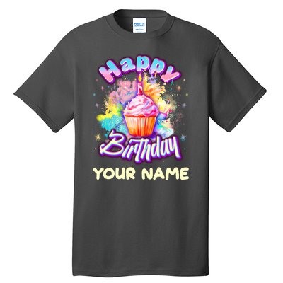 Cute Happy Birthday Graffiti Cupcake Personalized Custom Name Tall T-Shirt