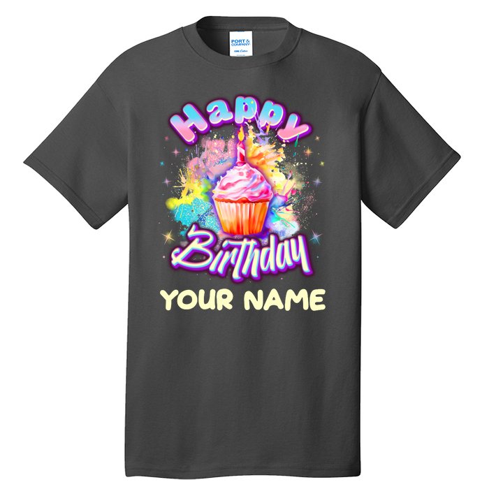 Cute Happy Birthday Graffiti Cupcake Personalized Custom Name Tall T-Shirt