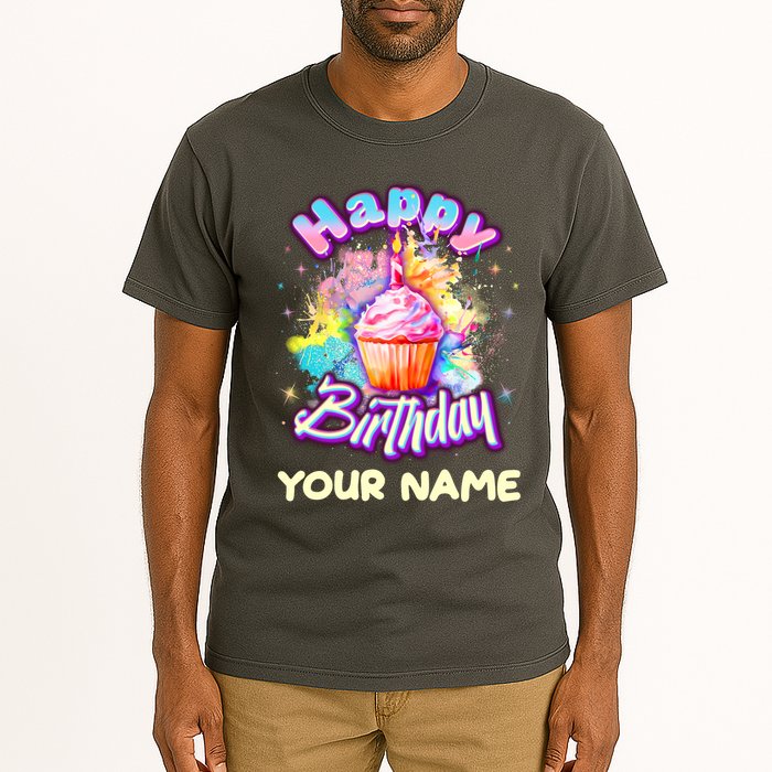 Cute Happy Birthday Graffiti Cupcake Personalized Custom Name Tall T-Shirt