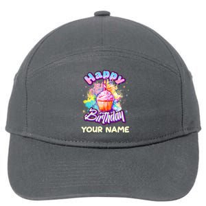 Cute Happy Birthday Graffiti Cupcake Personalized Custom Name 7-Panel Snapback Hat