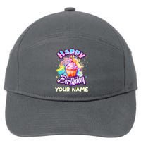 Cute Happy Birthday Graffiti Cupcake Personalized Custom Name 7-Panel Snapback Hat