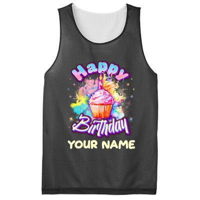 Cute Happy Birthday Graffiti Cupcake Personalized Custom Name Mesh Reversible Basketball Jersey Tank