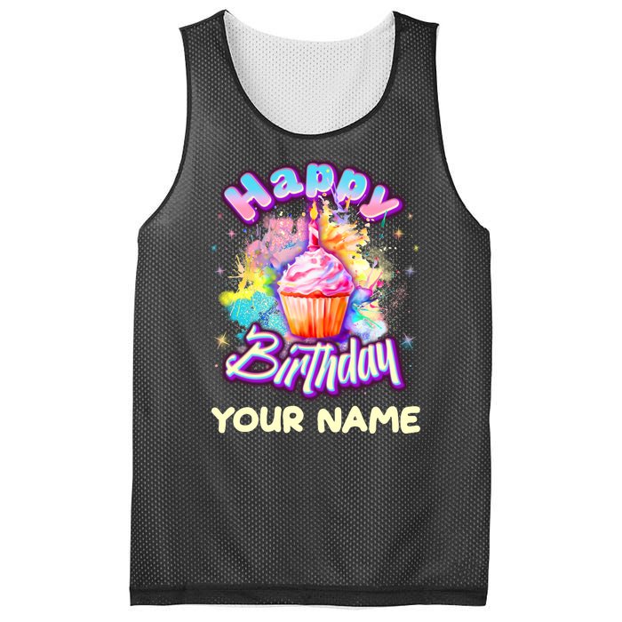 Cute Happy Birthday Graffiti Cupcake Personalized Custom Name Mesh Reversible Basketball Jersey Tank