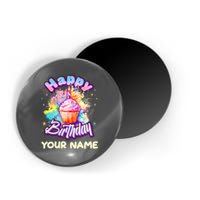 Cute Happy Birthday Graffiti Cupcake Personalized Custom Name Magnet
