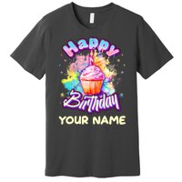 Cute Happy Birthday Graffiti Cupcake Personalized Custom Name Premium T-Shirt