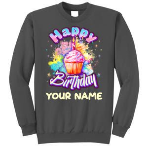 Cute Happy Birthday Graffiti Cupcake Personalized Custom Name Tall Sweatshirt