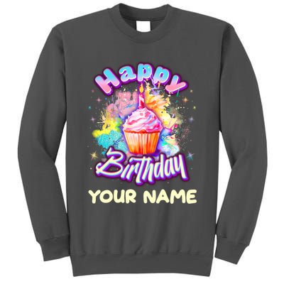 Cute Happy Birthday Graffiti Cupcake Personalized Custom Name Tall Sweatshirt