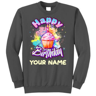 Cute Happy Birthday Graffiti Cupcake Personalized Custom Name Tall Sweatshirt