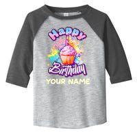 Cute Happy Birthday Graffiti Cupcake Personalized Custom Name Toddler Fine Jersey T-Shirt