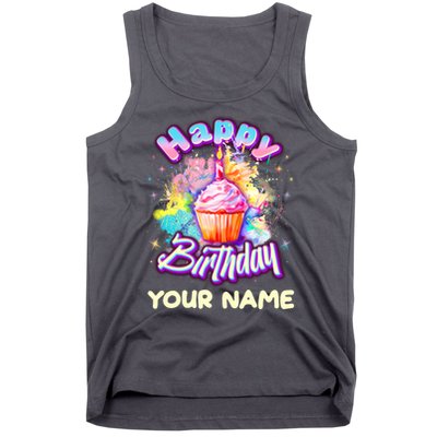 Cute Happy Birthday Graffiti Cupcake Personalized Custom Name Tank Top