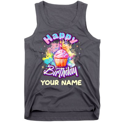 Cute Happy Birthday Graffiti Cupcake Personalized Custom Name Tank Top