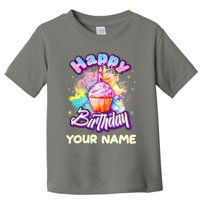 Cute Happy Birthday Graffiti Cupcake Personalized Custom Name Toddler T-Shirt