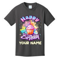 Cute Happy Birthday Graffiti Cupcake Personalized Custom Name Kids T-Shirt