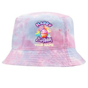 Cute Happy Birthday Graffiti Cupcake Personalized Custom Name Tie-Dyed Bucket Hat