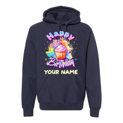 Cute Happy Birthday Graffiti Cupcake Personalized Custom Name Premium Hoodie