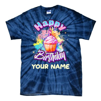 Cute Happy Birthday Graffiti Cupcake Personalized Custom Name Tie-Dye T-Shirt